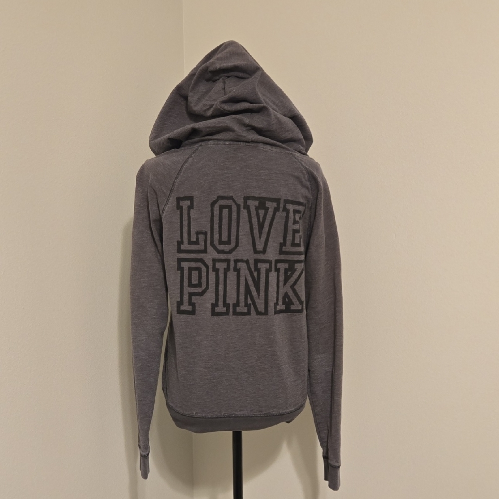 PINK Victoria's Secret Gray Hoodie with Logo Accents - Picture 3 of 8